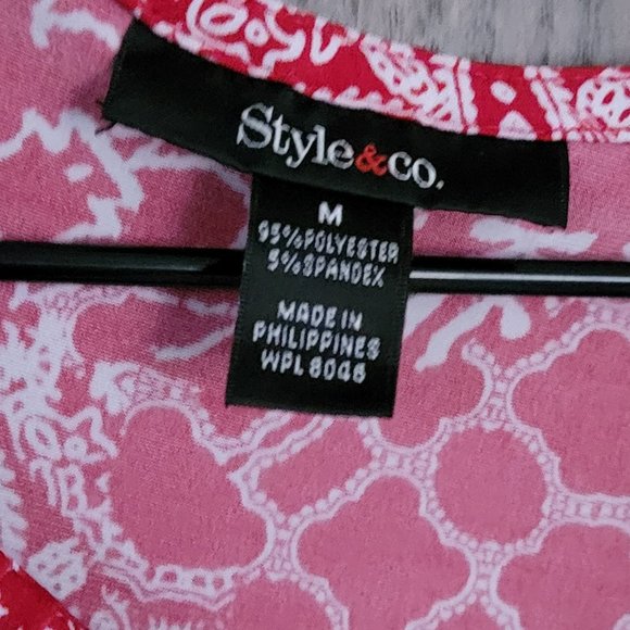 Style & Co. Red White Bandana Top Size Medium - Picture 3 of 16